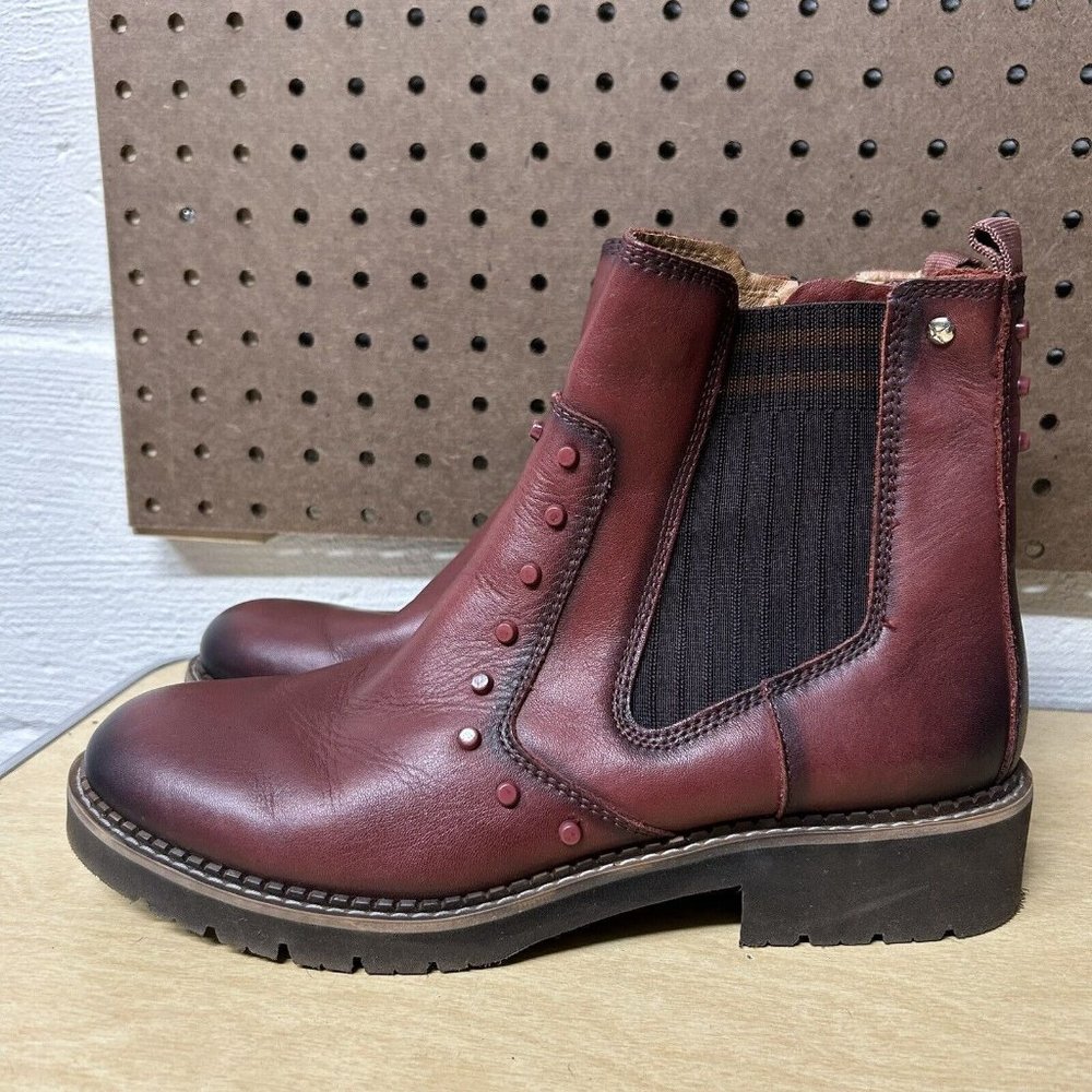 PIKOLINOS Vicar Red Calfskin Leather Low Heel Ankle Boots Size 41 US 10.5 - 11